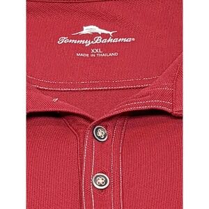 TOMMY BAHAMA Deep Red Pique Knit Mesh Long Sleeve Polo Shirt XXL‎
